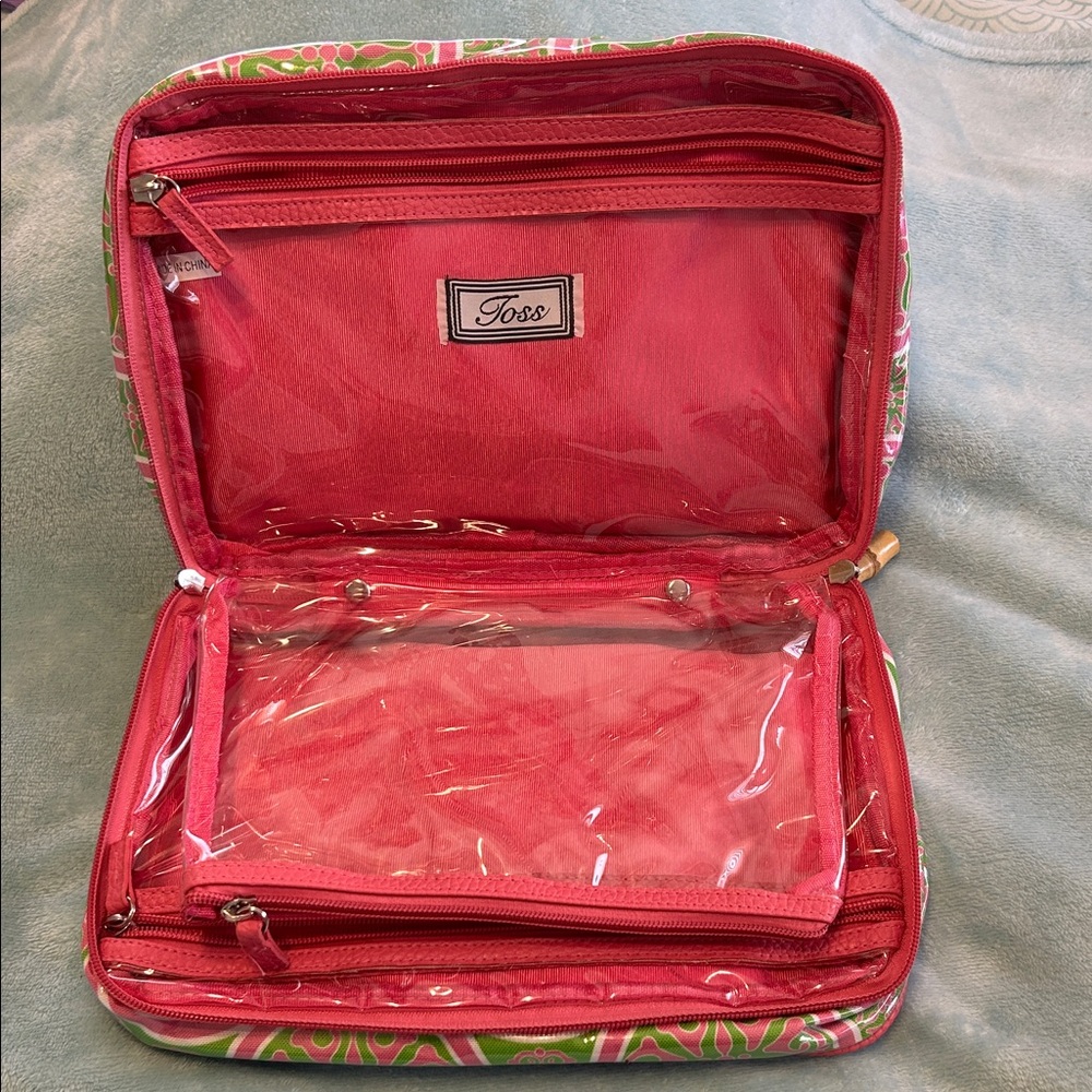 Tods Designs Pink and Green Cosmetic Case